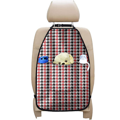 Red Black And White Houndstooth Print Car Seat Organizers