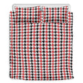 Red Black And White Houndstooth Print Duvet Cover Bedding Set