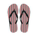 Red Black And White Houndstooth Print Flip Flops