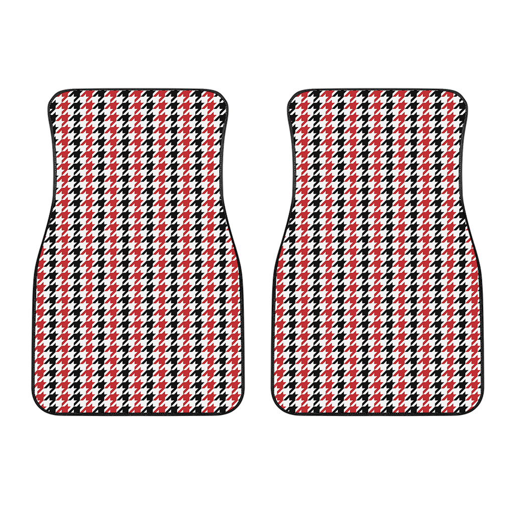 Red Black And White Houndstooth Print Front Car Floor Mats
