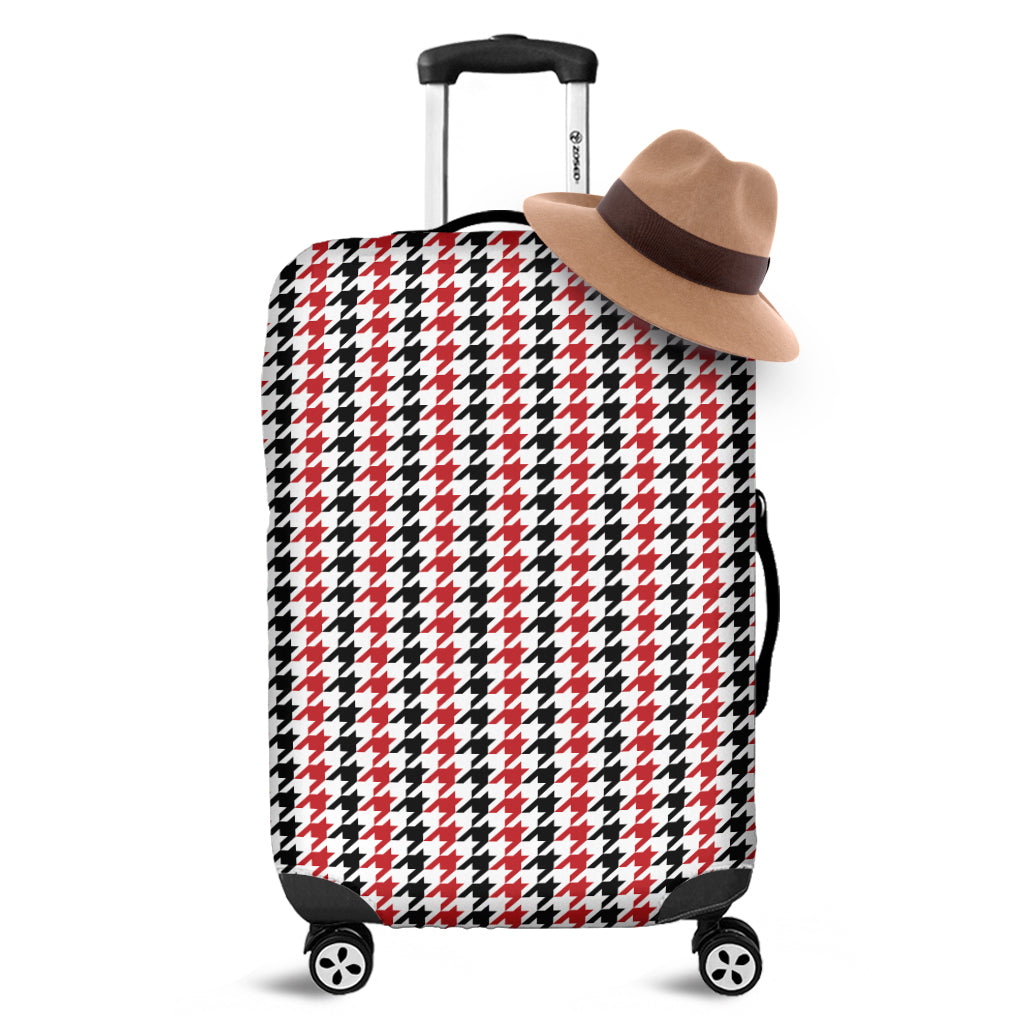 Red Black And White Houndstooth Print Luggage Cover