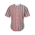 Red Black And White Houndstooth Print Men's Baseball Jersey