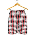 Red Black And White Houndstooth Print Men's Shorts