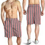 Red Black And White Houndstooth Print Men's Shorts