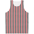 Red Black And White Houndstooth Print Men's Tank Top