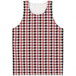 Red Black And White Houndstooth Print Men's Tank Top