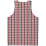 Red Black And White Houndstooth Print Men's Tank Top