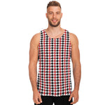 Red Black And White Houndstooth Print Men's Tank Top