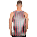 Red Black And White Houndstooth Print Men's Tank Top