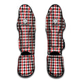 Red Black And White Houndstooth Print Muay Thai Shin Guards