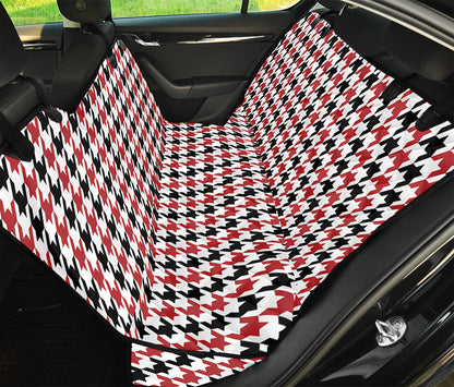 Red Black And White Houndstooth Print Pet Car Back Seat Cover
