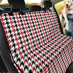 Red Black And White Houndstooth Print Pet Car Back Seat Cover