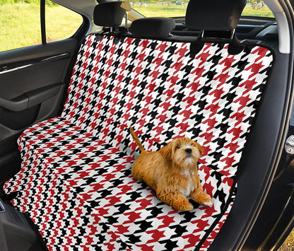 Red Black And White Houndstooth Print Pet Car Back Seat Cover