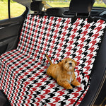 Red Black And White Houndstooth Print Pet Car Back Seat Cover