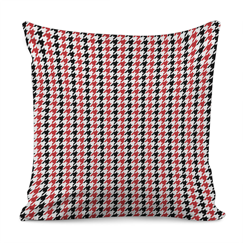 Red Black And White Houndstooth Print Pillow Cover
