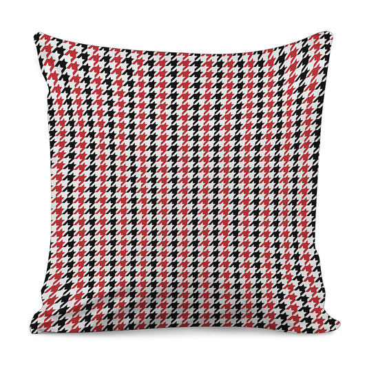 Red Black And White Houndstooth Print Pillow Cover