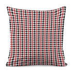 Red Black And White Houndstooth Print Pillow Cover