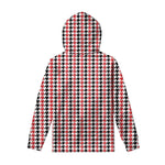 Red Black And White Houndstooth Print Pullover Hoodie