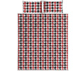 Red Black And White Houndstooth Print Quilt Bed Set