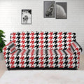 Red Black And White Houndstooth Print Sofa Cover
