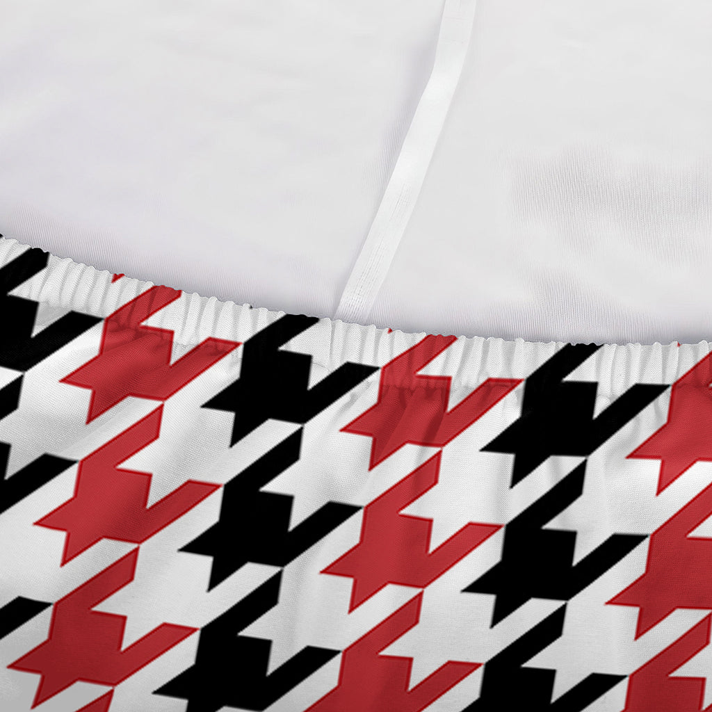 Red Black And White Houndstooth Print Sofa Cover