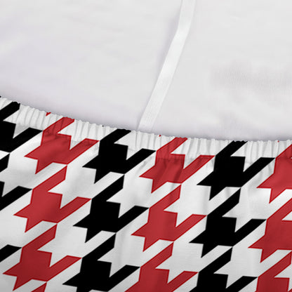 Red Black And White Houndstooth Print Sofa Cover
