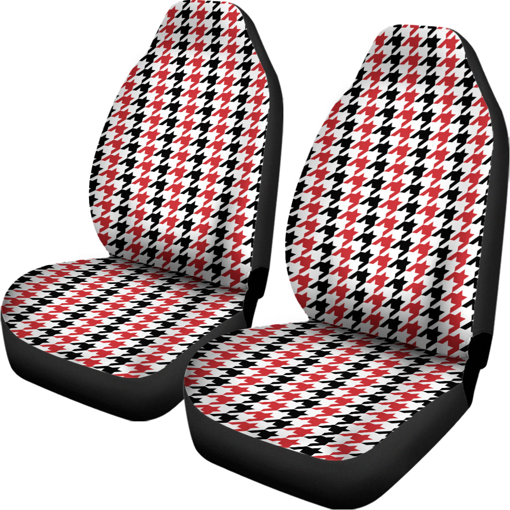 Red Black And White Houndstooth Print Universal Fit Car Seat Covers