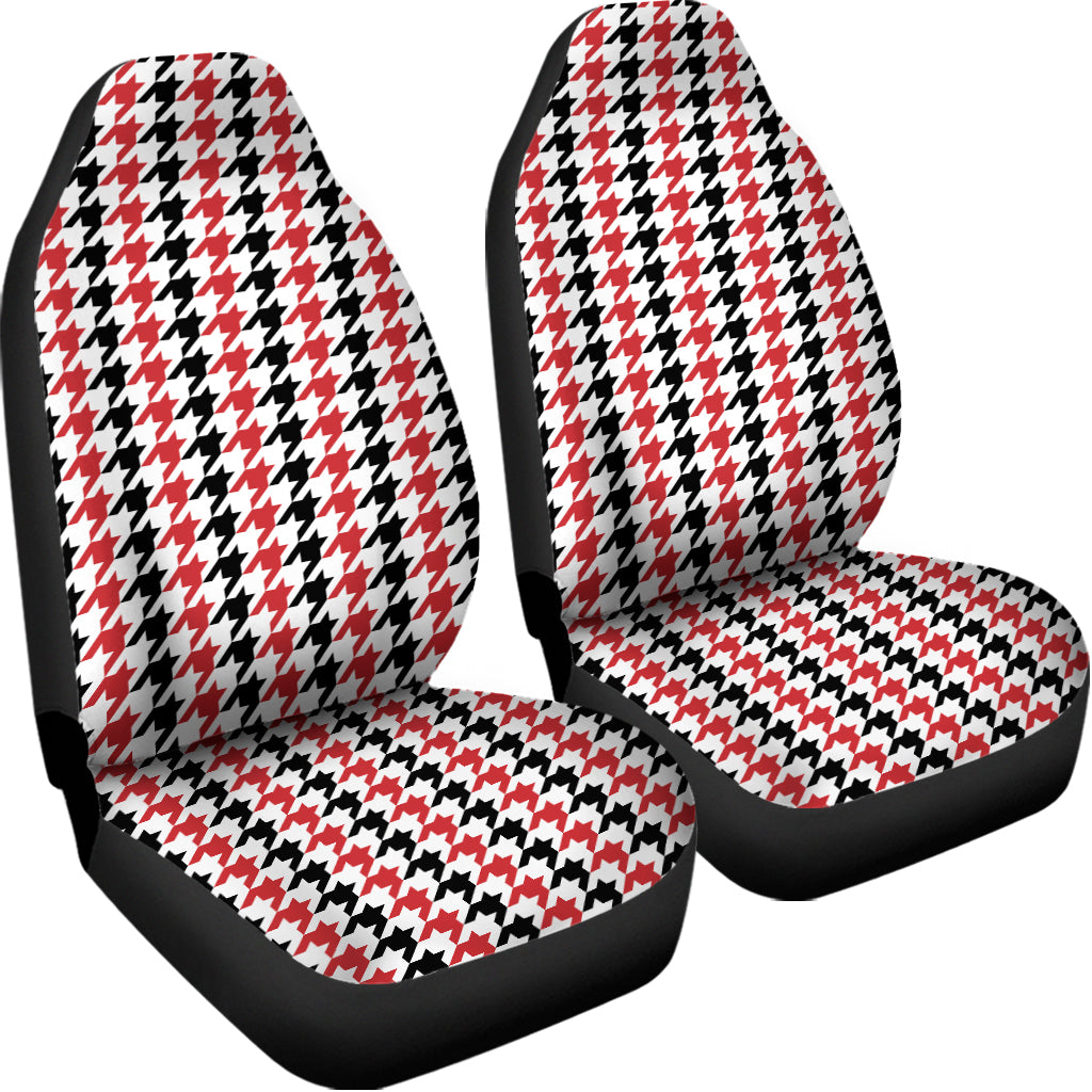 Red Black And White Houndstooth Print Universal Fit Car Seat Covers