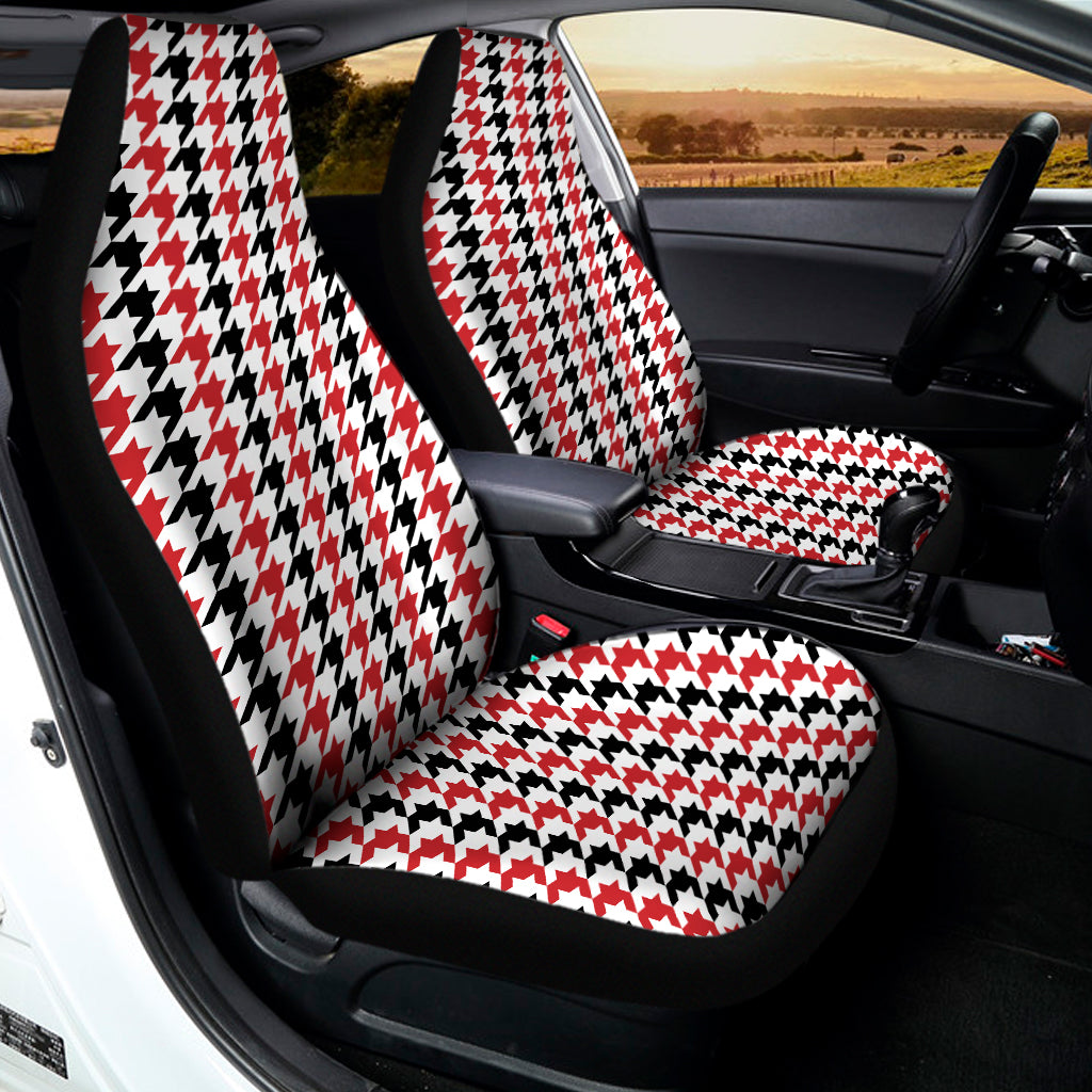 Red Black And White Houndstooth Print Universal Fit Car Seat Covers