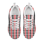 Red Black And White Houndstooth Print White Sneakers