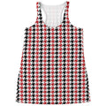 Red Black And White Houndstooth Print Women's Racerback Tank Top