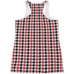 Red Black And White Houndstooth Print Women's Racerback Tank Top