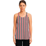 Red Black And White Houndstooth Print Women's Racerback Tank Top