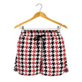 Red Black And White Houndstooth Print Women's Shorts