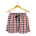 Red Black And White Houndstooth Print Women's Shorts