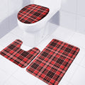 Red Black And White Scottish Plaid Print 3 Piece Bath Mat Set