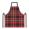 Red Black And White Scottish Plaid Print Apron