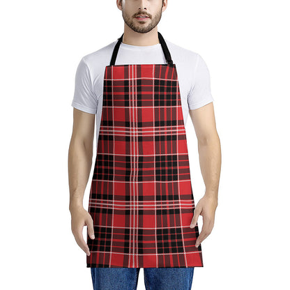 Red Black And White Scottish Plaid Print Apron