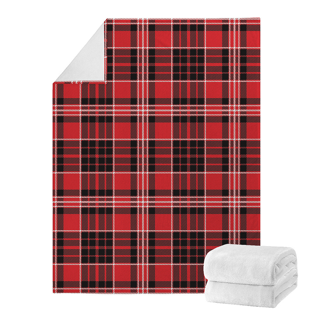 Red Black And White Scottish Plaid Print Blanket