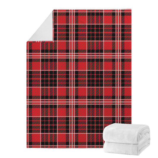 Red Black And White Scottish Plaid Print Blanket