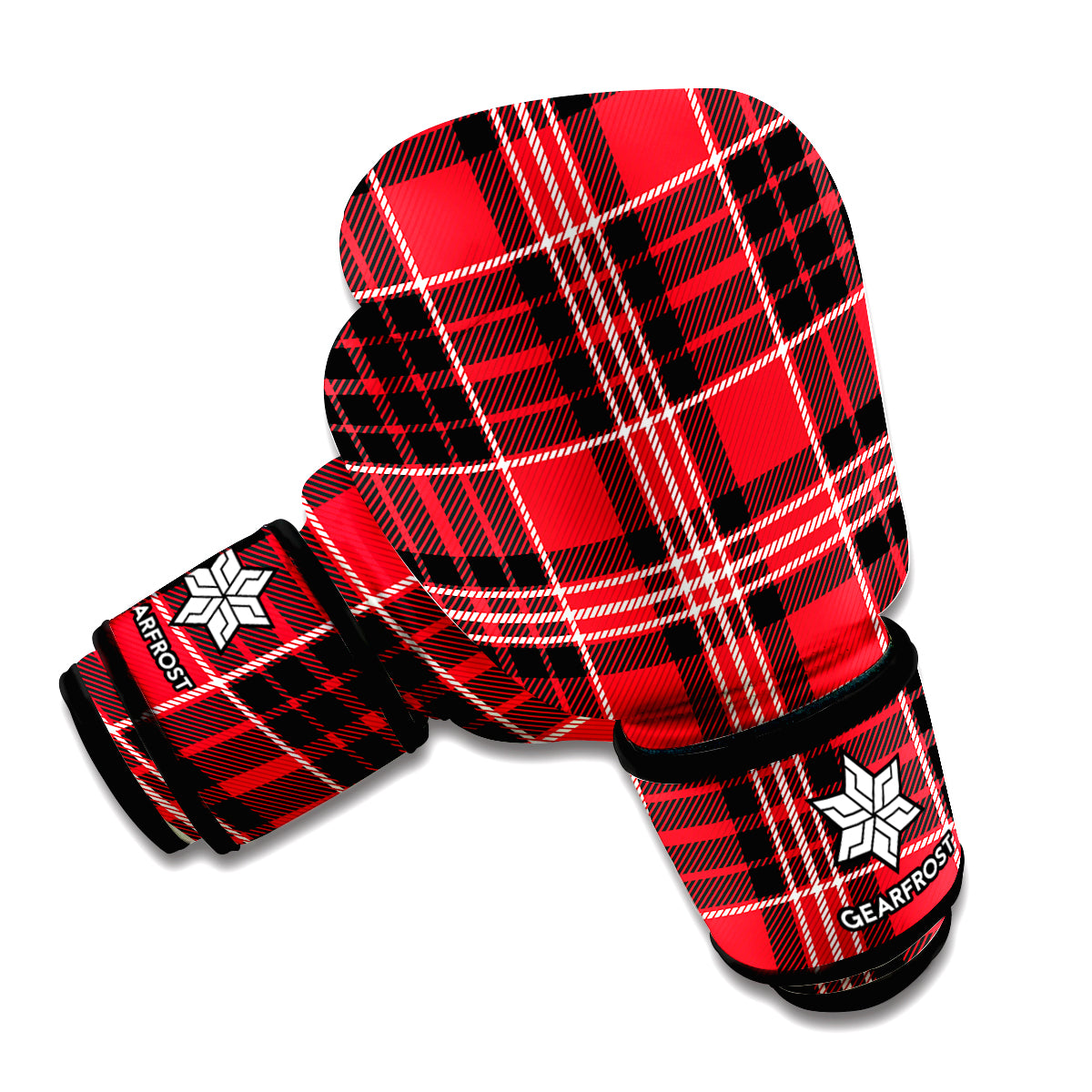 Red Black And White Scottish Plaid Print Boxing Gloves