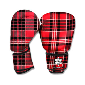 Red Black And White Scottish Plaid Print Boxing Gloves