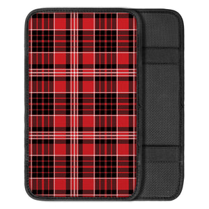 Red Black And White Scottish Plaid Print Car Center Console Cover