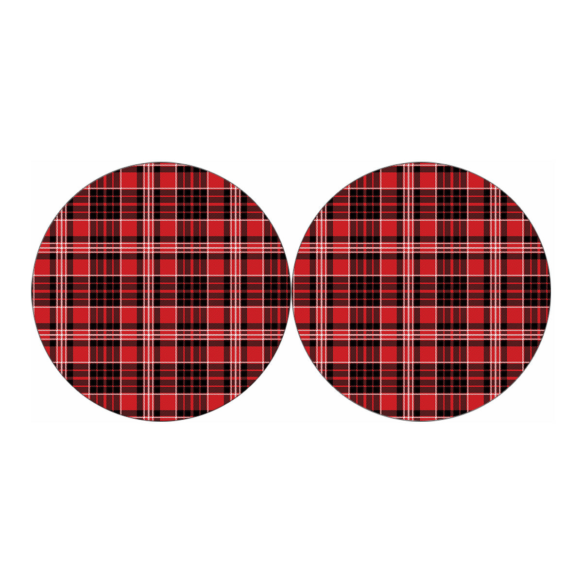 Red Black And White Scottish Plaid Print Car Coasters