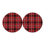 Red Black And White Scottish Plaid Print Car Coasters