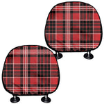 Red Black And White Scottish Plaid Print Car Headrest Covers