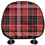 Red Black And White Scottish Plaid Print Car Headrest Covers