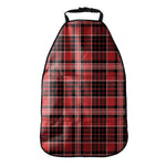 Red Black And White Scottish Plaid Print Car Seat Organizers