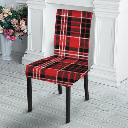 Red Black And White Scottish Plaid Print Dining Chair Slipcover