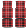 Red Black And White Scottish Plaid Print Front and Back Car Floor Mats
